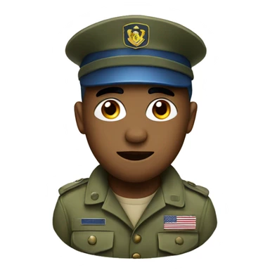 a blue emoji wearing an army hat sticker
