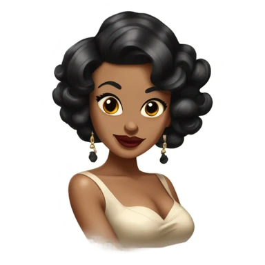 pin-up brown woman with black hair pin curls style sticker