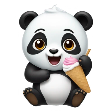 Flying Panda eating ice cream sticker