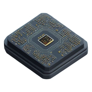 black sci-fi microchip, isometric view sticker