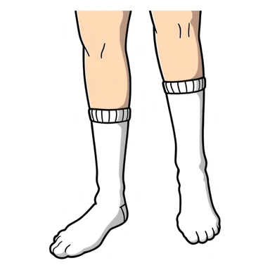 woman's feet wearing white crew socks viewed from directly underneath showing soles sticker