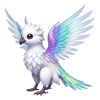  Iridescent white pale wings-ears, fairy-like-fakemon-creature  sticker