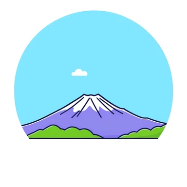 Mount Fuji, snow-capped mountain peak with colorful clouds sticker