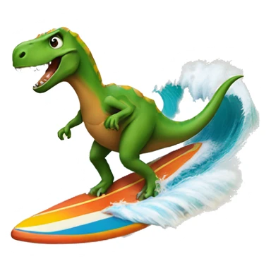Dinosaur riding a surf board sticker