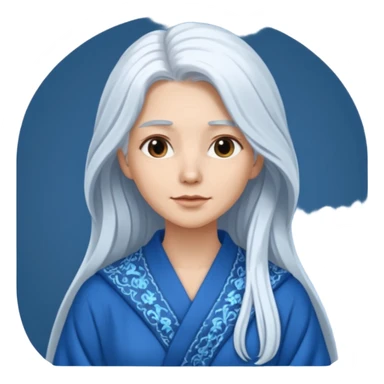 long white haired woman in blue robe sticker