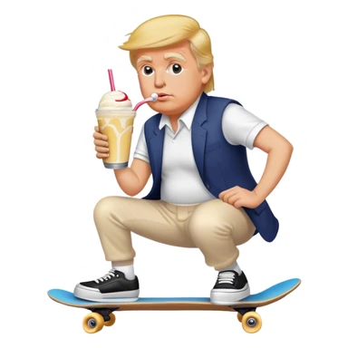 Trump on a skateboard drinking a milkshake  sticker
