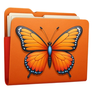 red and orange file folder with butterfly on the cover sticker