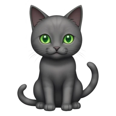 full body completely solid dark grey cat with green eyes and white paws sticker