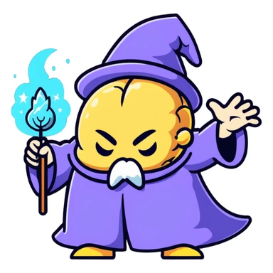 wizard battling a brain with magic sticker