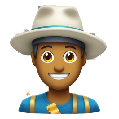 Una cara feliz con una gorra de fiesta y confeti alrededor, ideal para celebrar un logro importante o un evento especial sticker