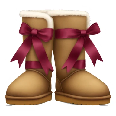 uggs shoes with burgundy ribbon on the side sticker