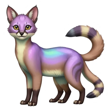 iridescent pastel glorious divine exotic cute cool beautiful shiny beautiful fantasy-caracal-civet-genet-sergal-vernid-Cacomistle-oncilla-animal-Fakémon-hybrid-fursona (full body) sticker