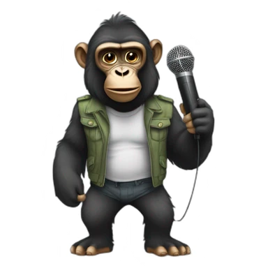 Gorrila usando terno e um microfone  sticker