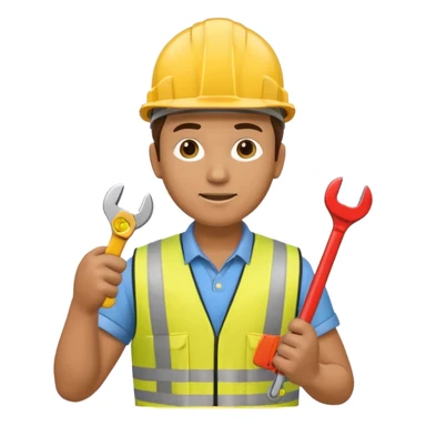 Construction worker in yellow hard hat and vest sticker