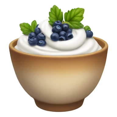 Bowl of skyr topped with Blue Berry, strawberry sticker