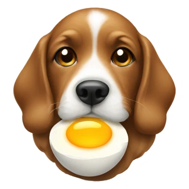 Dog eating an egg sticker