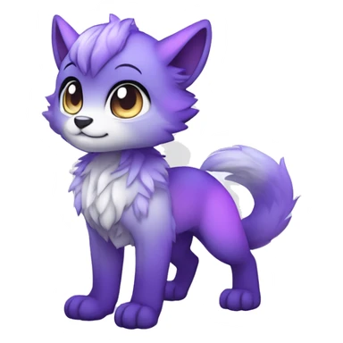shiny, colorful, lilac-violet, gradient, Kemono-style, Chibi, Anthro-Fur-Sona-Fakémon, Full Body sticker