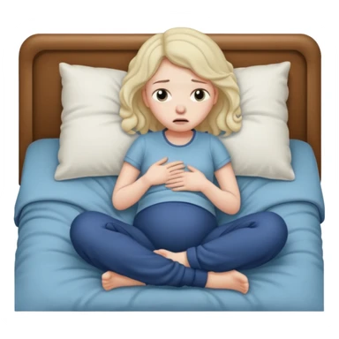 sad girl with period cramps sticker