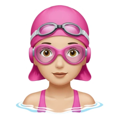 woman pink swim cap goggles sticker