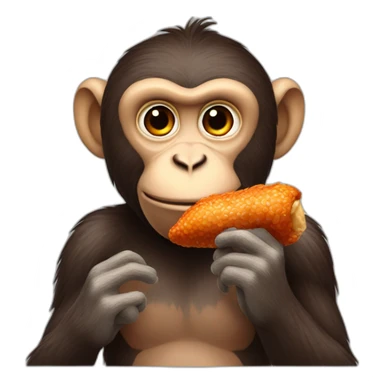 monkey eating a chicken wing sticker