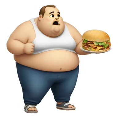 fat man eating food sticker