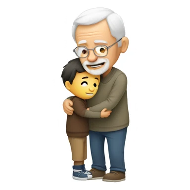 Grandfather huggings with a boy sticker