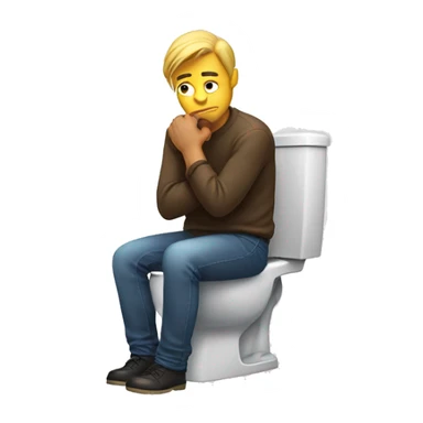 Man sitting on toilet in distress sticker