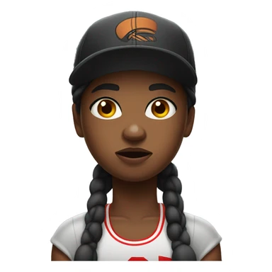 Heavy set masculine black girl with basketball shorts and cap and looks angry sticker