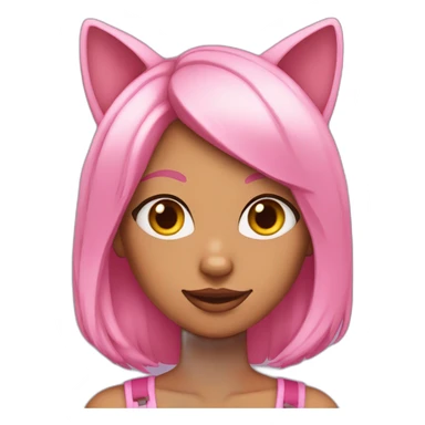 Cat girl with tan skin, pink eyes, pink hair and cat ears sticker