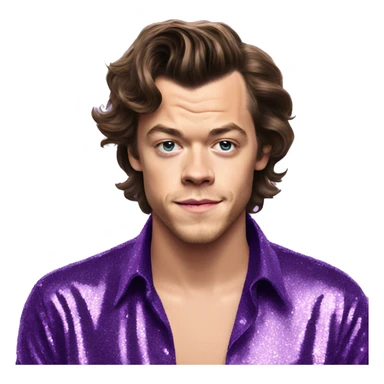 Harry styles wearing a purple glitter shirt sticker
