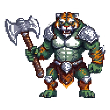 Fierce tiger orc with battle axe sticker