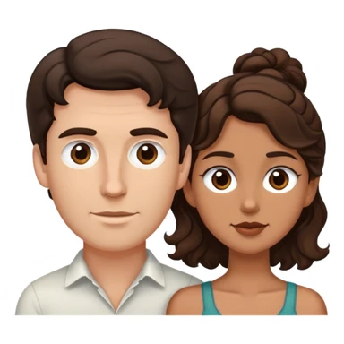 White man dark brown hair tall and shrt tan girl brown wavy hair couple  sticker
