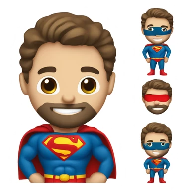 caucasian smiling Superman standing strong with beard and red eyemask sticker