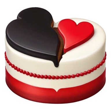 Half black half red heart cake sticker