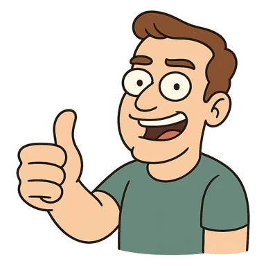 flat toon style thumb pointing forward sticker