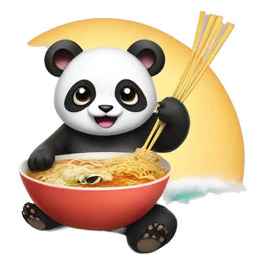 Panda wearing a tutu eating ramen and surfing  sticker