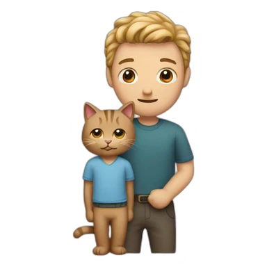 Stranger man with a little cat sticker