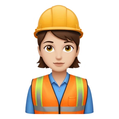 Arquitecta ojos marrones oscuros pestañas pelo marron por los hombros chaleco fosforito sticker