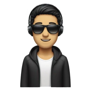 guy with black hair put headphones and sunglasses on sticker