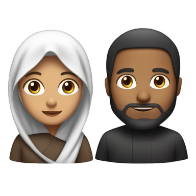 brown man with long hair and brown woman in hijab sticker