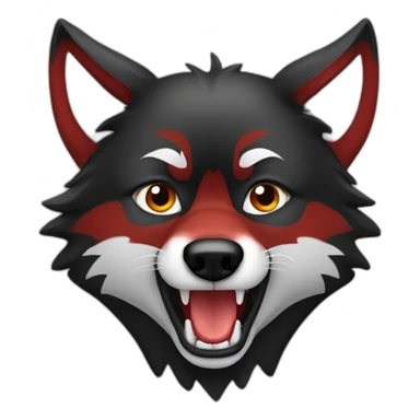 Red black wolf close mouth face  sticker