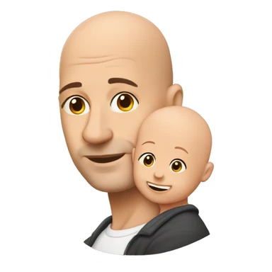 bald man with baby sticker