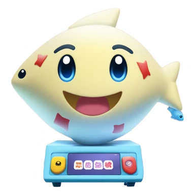winking togepi and claw machine with fish sticker