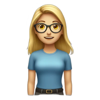 warning icon with a girl with eyeglasses sticker