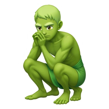 a green tall man character, bowing sticker