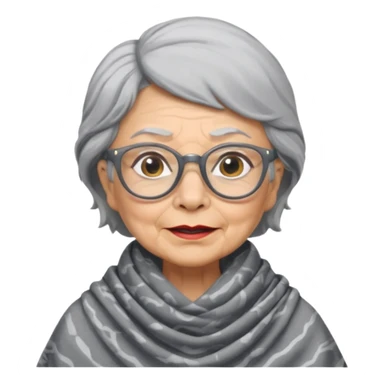 create me a slack emoji of a very old tiger shark, dressed like a grandma, with grey hair and glasses sticker