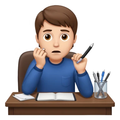 A white man with brown hairs, white skin,  sits at his desk in shock sticker