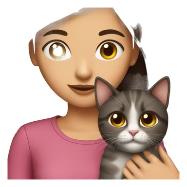 Brunette girl with cat sticker