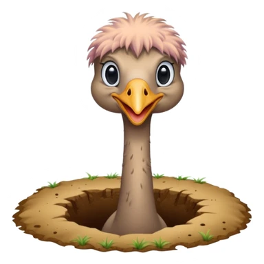 Ostrich with head inside a hole in the ground sticker