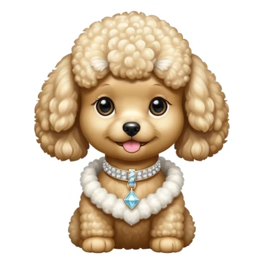 Cream toy poodle with diamond collar ￼ sticker